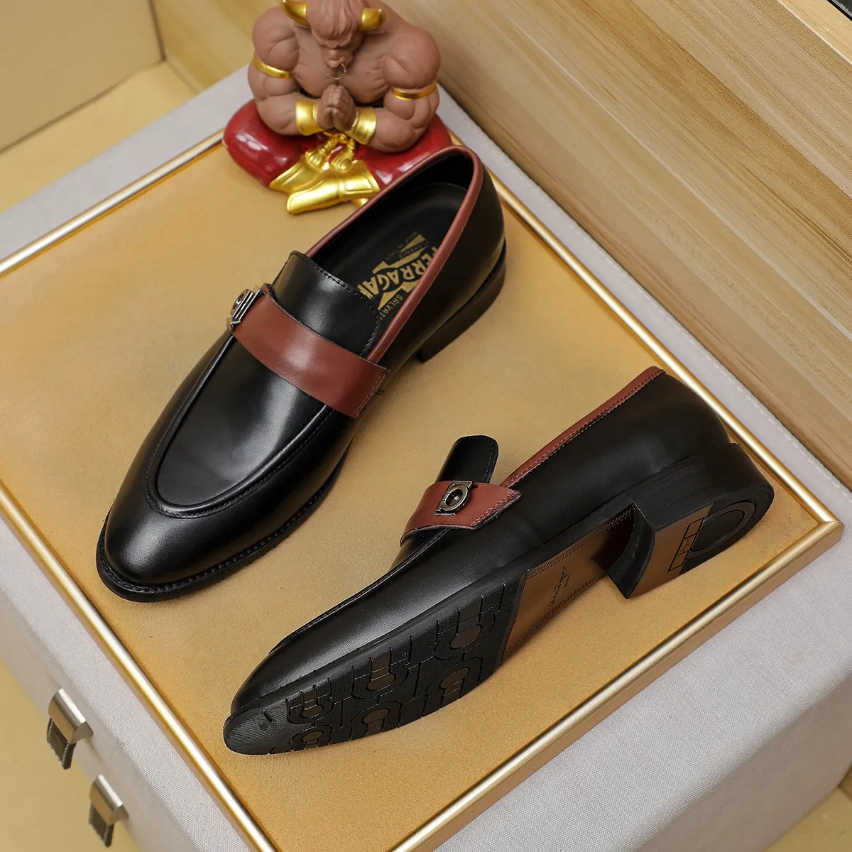 Men's shoes 💰460 Ferragamo [Ferragamo] top imported suit men's shoes 💯Original copy of the official website, product materials: selected imported embossed calfskin + luxury hardware buckle accessories ~ imported water-dyed cow 🐂 leather lining. Strong three-dimensional visual effect, original combination outsole, multiple colors available😘 Size: 39-44 (38.45.46. Customized)